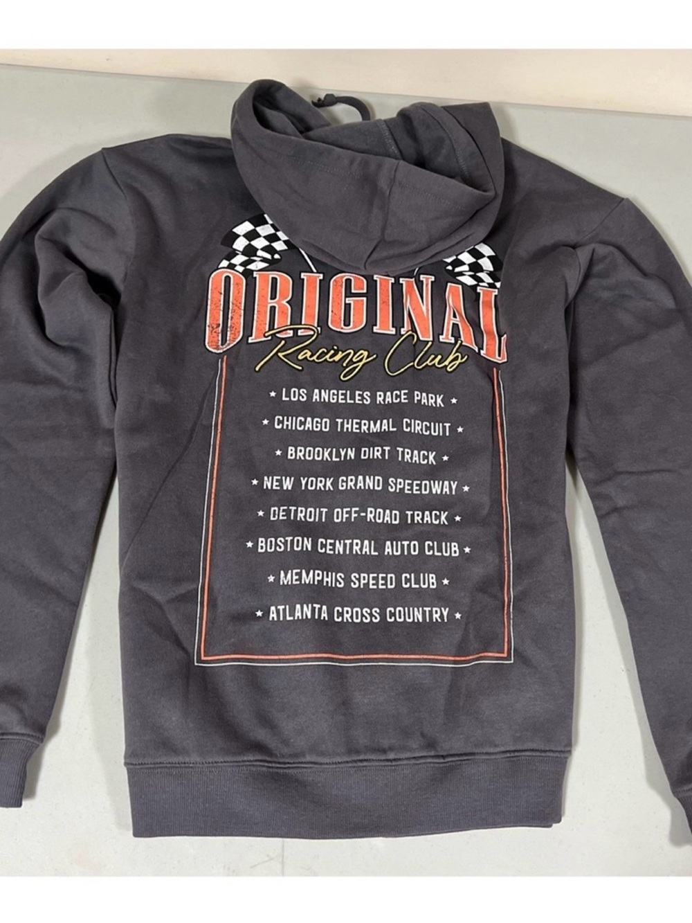 Gray Moto Motorcycle Racing Club Graphic Zipper Sweater Sweatshirt Hoodie XS 🩶